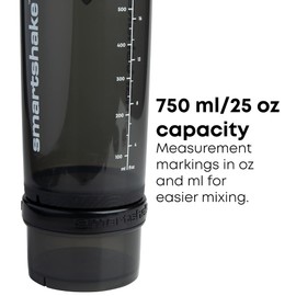 Smartshake Revie Protein Shaker Bottle 750 ml | Leakproof Gym Shaker Drink Bottle for Protein Shakes | BPA Free Protein Powder Shaker Cup for Men & Women | Black