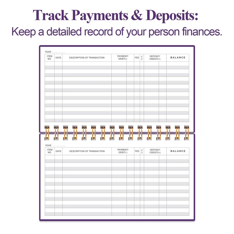 Check Registers for Personal Checkbook - A6 Blank Ledger Transaction