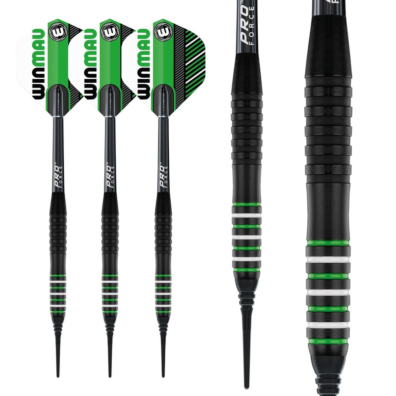 WINMAU Rookie Green Softip (Plastic Tips) Brass Darts Set |