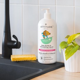 ATTITUDE Baby Dish Soap and Bottle Cleaner, EWG Verified Dishwashing Liquid, No Added Dyes or Fragrances, Tough on Milk Residue and Grease, Vegan, Unscented, 33.8 Fl Oz (Pack of 6)