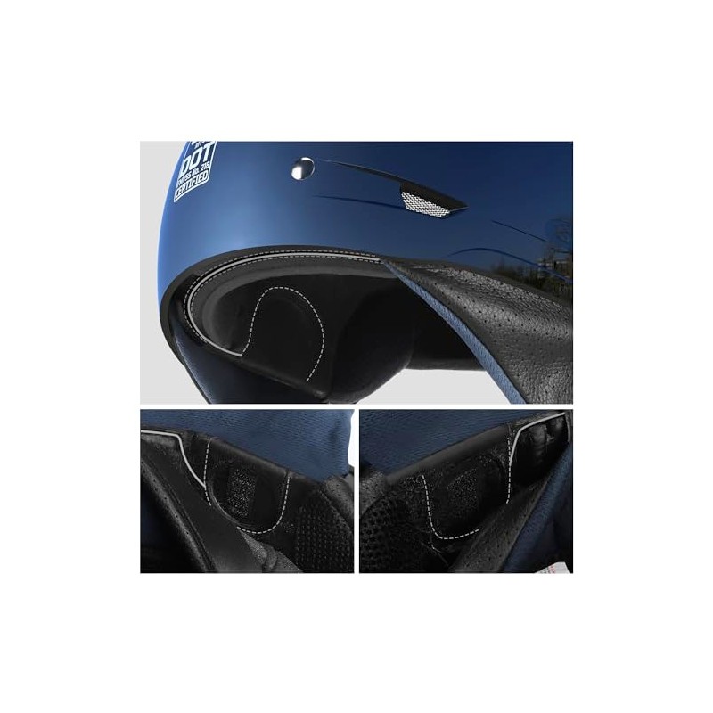 GLX M14 Open Face Motorcycle Helmet - Black, Small -