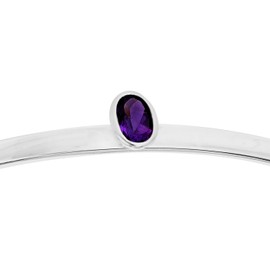 Tuscany Silver Oval Purple Cubic Zirconia Torque Bangle