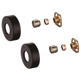 KEDWILL® Bar Valve Fast Fixing Kits Brackets with Matt Black Round SS Cover Shrouds Escutcheons 3/4” Inch Connections BSP 15mm Wall Mounted for Thermostatic Bath Shower Bar Valve Mixer Tap