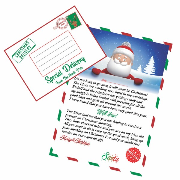 Personalised Letter From Santa 2023 Claus Father Merry Christmas Gift Wish Eve Box Post To Good List Perfect For Children Boys Girls Xmas Accessories (Pack Of 1) (you Will Write Your Name)
