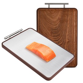 Titanium Cutting Board for Kitchen, Double Sided Cutting Board with Wood and Titanium Surfaces, Sturdy and Easy to Clean, Ideal for Meat, Vegetables and Meal Prep