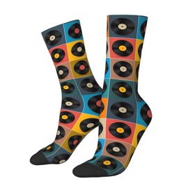 BIOOSTUB Album Vinyl Record Music Poster Socks For Women Men Soft Breathable Novelty Crew Socks Athletic Socks Funny Crazy Dress Socks