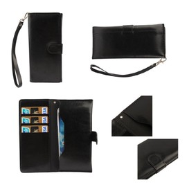 DFV mobile - Cover Premium Synthetic Leather with Card Case and Close by Magnet for Kingelon G9000 - Black