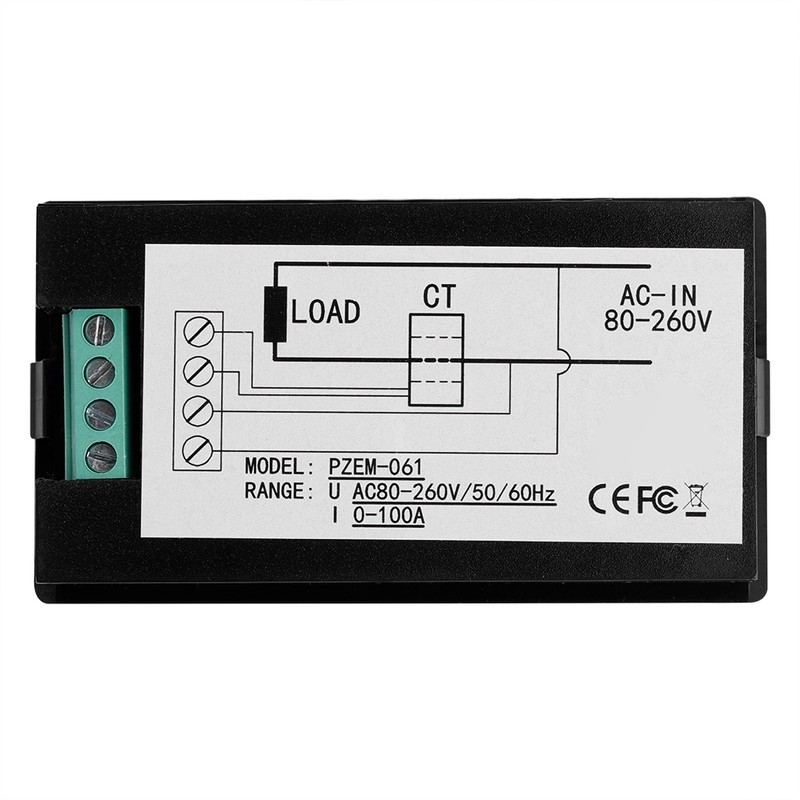 100A AC 80~260V Digital Power Meter Monitor Voltage KWh Watt