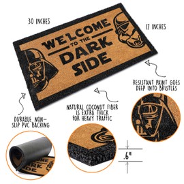 Welcome to The Dark Side Door Mat 30x17 Inch, S Wars Dark Side Welcome Mat for Covered Outdoor Decor, Nerd Doormat, Nerdy Doormat, Geek Décor