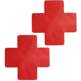 FoxYaye Red Nipple Pasties - Plain Cross Sexy Raunchy Covers, Explicit Unisex Nippleless, Self Adhesive Breast Cover Cross Soft Lightweight Breathable Fashion Secret