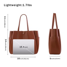 Hoylake Faux Leather Tote Bag Large Capacity Tote Bag Womens Tote Bag Purse Oversized Tote Bag Shoulder Bag for Women, Brown, Large