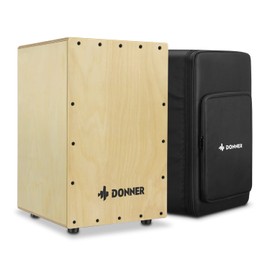Donner Cajon Box Drum,Percussion instrument Full Size Stringed with Bag, Birchwood Beat Box, Jam Cajon Drum with Backpack Dual Adjustable Straps DCD-1