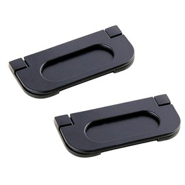 XMHF 3'' Recessed Type Furniture Wardrobe Drawer Pull Handle Flat Black Cabinet Flush Ring Pull Rectangle,Pack of 2