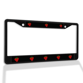 Metal Insert License Plate Frame Garden Strawberry Weatherproof Car Accessories Black 2 Holes Solid Insert