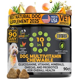 Googipet Premium Dog Multivitamin Chewable, Dog Vitamins and Supplements, Puppy Vitamins & Senior Dogs Probiotics for Gut Health + Vitamin C, Glucosamine for Dogs Joint Support (Chicken Flavor)