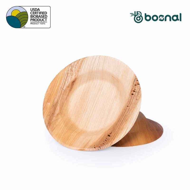 BOSNAL - Palm Leaf Biodegradable Bowls, 9.5 inch Round Soup