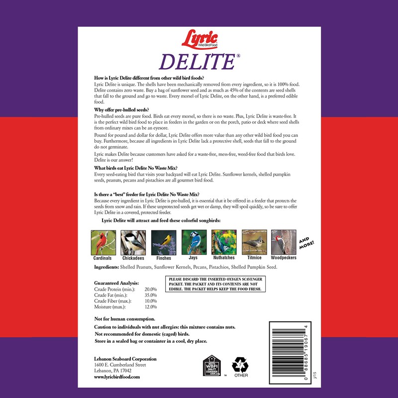 LEBANON SEABOARD SEED 26-47407 Delite Bird Food, 20 lb