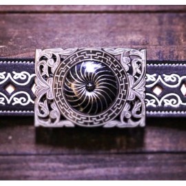 M-Royal Saddles Pavonada Flor Negra Charro Belt Buckle
