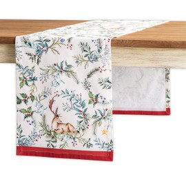 Maison d' Hermine Holly Time 100% Cotton Table Runner Farmhouse Tabletop Cover for Home Kitchen Dining Décor Parties Family Dinners Wedding Thanksgiving/Christmas (37cm x 180cm)