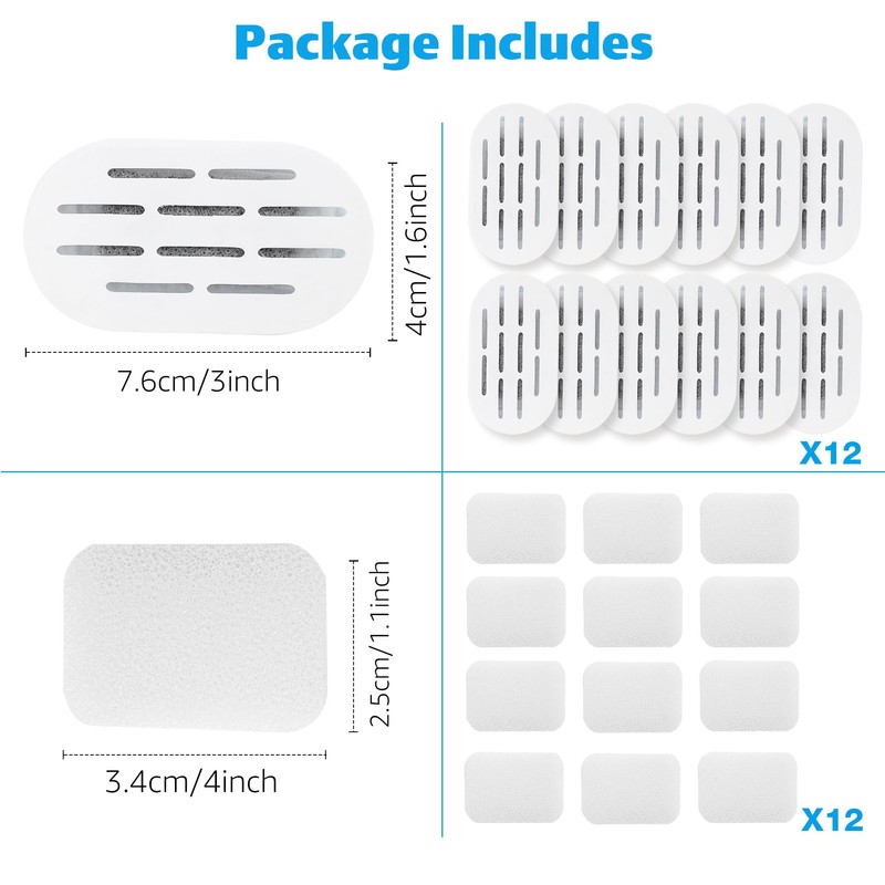 MISFANS Ceramic Cat Water Fountain Filters, 12 Pack Replacement Filters