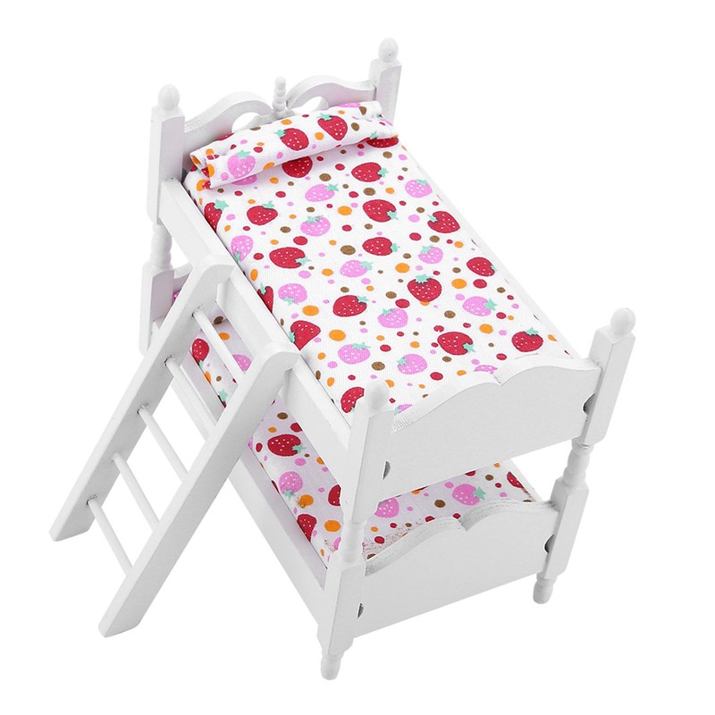 1:12 Doll House Mini Furniture Children Bedroom Model Bunk Bed