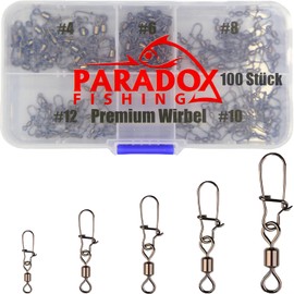Paradox Fishing Fishing Swivel Set I Includes Sizes #4-#12 100 Pieces I Swivel Fishing Swivels Fishing Accessories Set Swivel Assortment Fishing Swivels with Carabiner Swivel Fishing Accessories