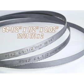 Bandsaw Blades for Metal Cutting, 64-1/2 x 1/2 x 0.02 Inch, Band Saw Blades, Bi-Metal M42, 24 TPI, 2 Pack