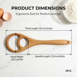 Higijapuf 2 Pack Danish Dough Whisk, Wooden Sourdough Stirrer 12.6 Inch, Seamless Bread Whisk for Batter, Pizza, Cakes, Pancakes, Baking, Mixing Tools and Everyday Kitchen Use