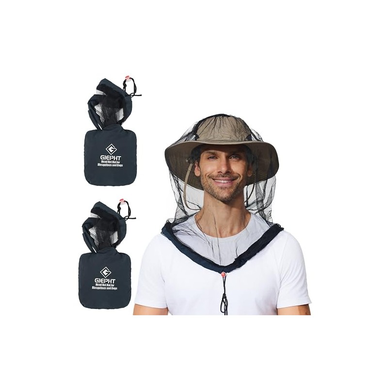 2 Pack Mosquito Head Net Mesh for Hiking & Outdoors,Bug