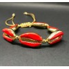 Unbranded String Cowrie Sea shell Red and Gold Bracelet or