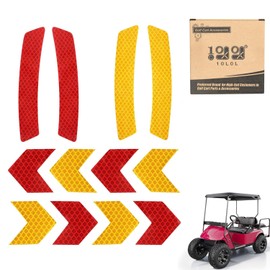 10L0L Golf Cart Front Rear Side Reflex Reflector Strips, Stick-On Sticker Decals Red Amber - Arrow