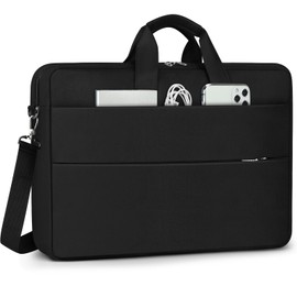 Maletin para Laptop 17 Pulgadas Portafolios para Hombre Impermeable Tela Oxford Maletin Ejecutivo Hombre con Bandolera Desmontable y Ajustable Negro