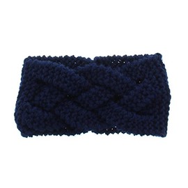 Milani Womens Braided Woven Winter Knit Headband Navy
