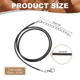 PATIKIL 16"x0.08" Necklace Cord, 20 Pcs Waxed Leather Necklace String Rope Bulk with Clasp for Jewelry Making Supplies Beading Supplies Pendants Bracelet Chains, Black
