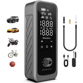 Tire Inflator Portable Air Compressor 160PSI Cordless Air Pump for Car Tires 3X Fast Inflation with Pressure Detection 2 in 1 Rechargeable Bike Tire Pump with LED for Car Motor Bike Ball