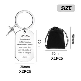 USHXVG 2PCS Faith Keychains with 1PCS Storage Bag, Cross Keychain, Christian Keychain, Encouragement Keychain for Boys and Girls