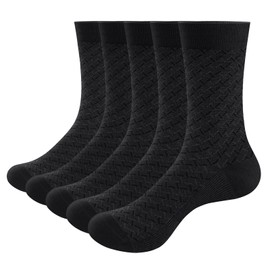 YUEVO SPORTS 5 Pairs Men's Thin Breathable Casual Black Dress Socks Lightweight Bamboo Socks Multipack Size 9-11