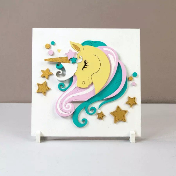 Rosa Talent Star Unicorn - 3D Painting on Primed Fiberboard