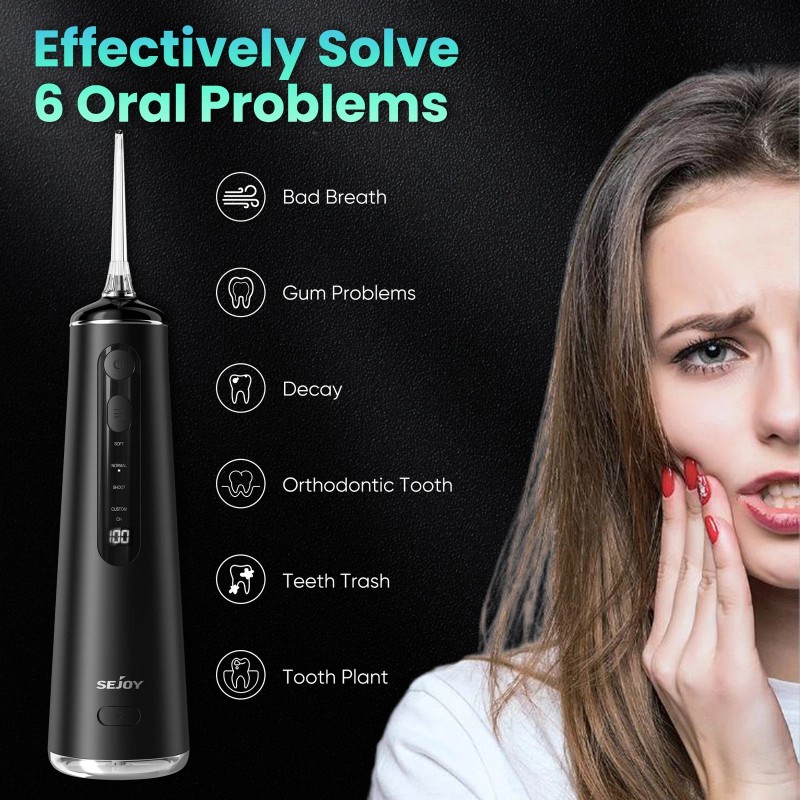 SEJOY Cordless Water Flosser Dental Oral Irrigator Pick Teeth Cleaner