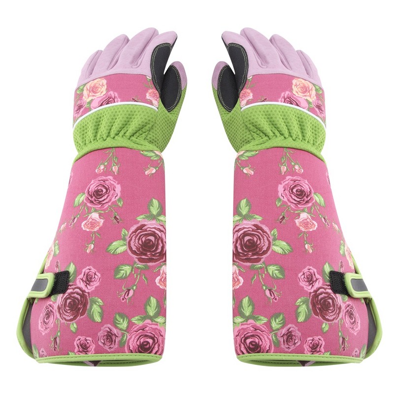 Long Rose Pruning Gardening Gloves Puncture Resistant Work Yard Glove(Pink)