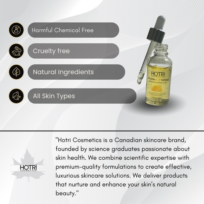 HOTRI COSMETICS Vitamin C+E Serum with Hyaluronic Acid, Anti-Aging Face