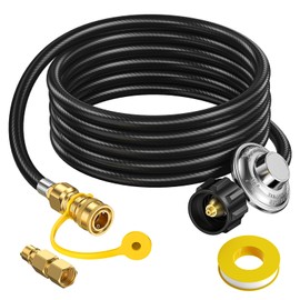 Alloxity 12FT Propane Hose with Regulator, 3/8" inch Quick Connect Disconnect for Big Heater, 3/8" Female Flare Adapter for Generator Charbroil Blackstone Weber Griddle Grill Fire Pit Stove