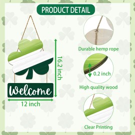 St Patricks Day Wreath St Patricks Day Door Decorations Shamrock Wreath Hanging Decor Wooden Front Door Hanger Welcome sign for Wall Indoor Home Decor