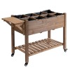 Brown 49x21x34 Raised Garden Bed with Grow Grids & Storage