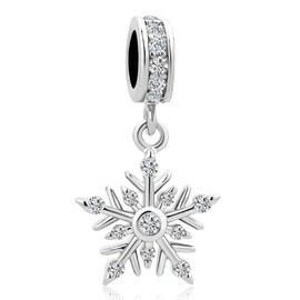 KunBead Jewelry White Crystal Snowflake Dangle Christmas Charms Gifts