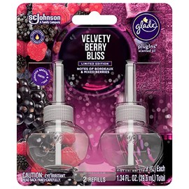 Glade PlugIns Refills Air Freshener, Scented and Essential Oils for Home and Bathroom, Velvety Berry Bliss, 1.34 Oz, 2 Count