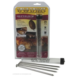 Spud Spikes 6-Inch Potato Baking Nails Food-Grade Stainless Steel, 1 Set of 4