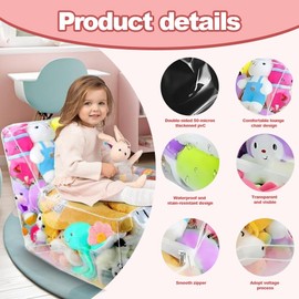 Nzkeuf Large Clear Stuffed Animal Storage Bean Bag, 110L Toy Storage Bag Cover Sofa Style, Soft Toy Organizer, Teddy Bear & Plush Toy Storage for Kids, Bedroom, Playroom, and Nursery