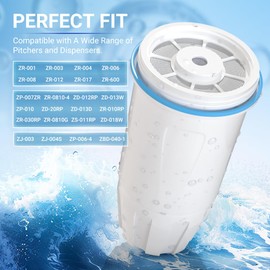 Water Filter Replacement Compatible with Zero Pitcher and Dispenser ZR-001 ZR-017 ZR-004 ZP-006 ZD-013 ZS-008, Multi-Stage Filter System, Reduce Lead, Chromium, and PFOA/PFOS, Pack of 6, By DESENRUIS