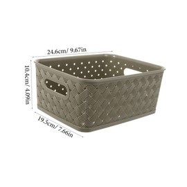 Operitacx 3pcs Dark Woven Storage Basket with Handle Decorative Desktop Organizer for Sundries Home and Office Use